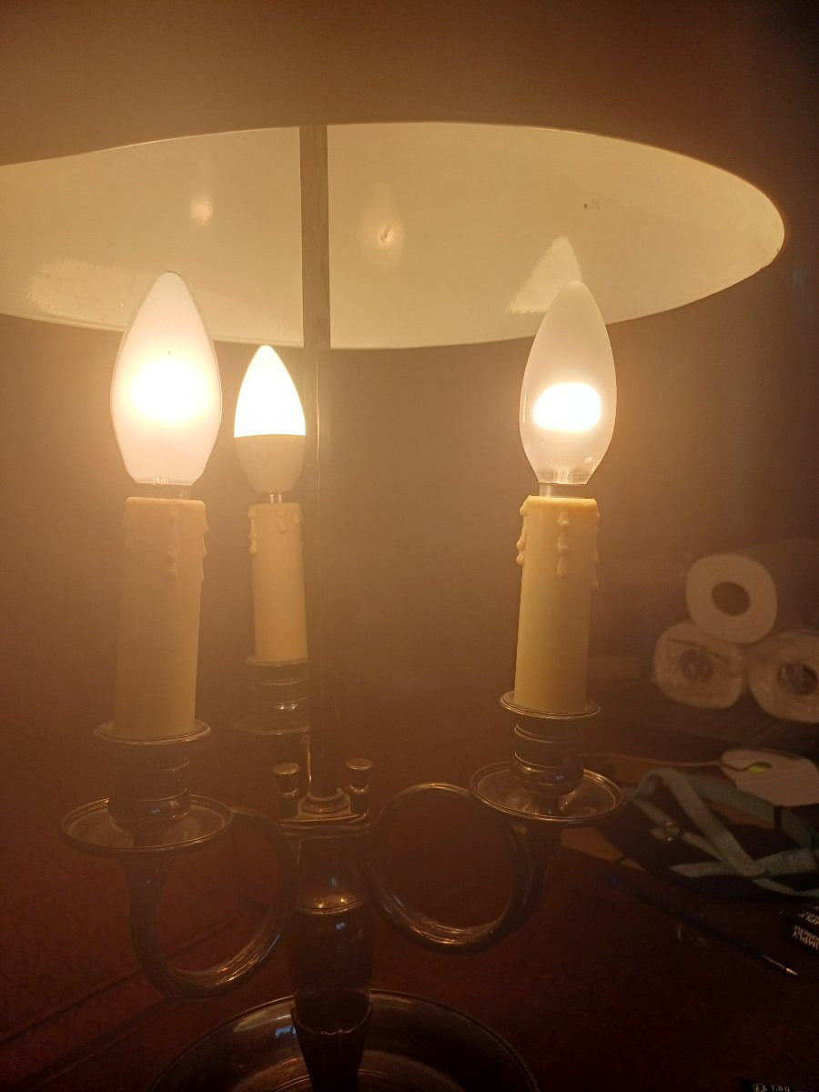 Lampe bouillotte métal argenté a 3 lumières -photo-1