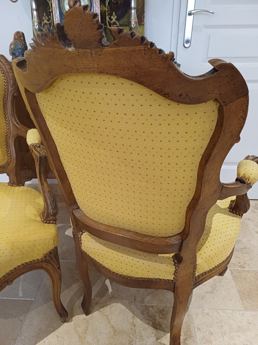 Pair Of Natural Wood Armchairs With Armrests -photo-1