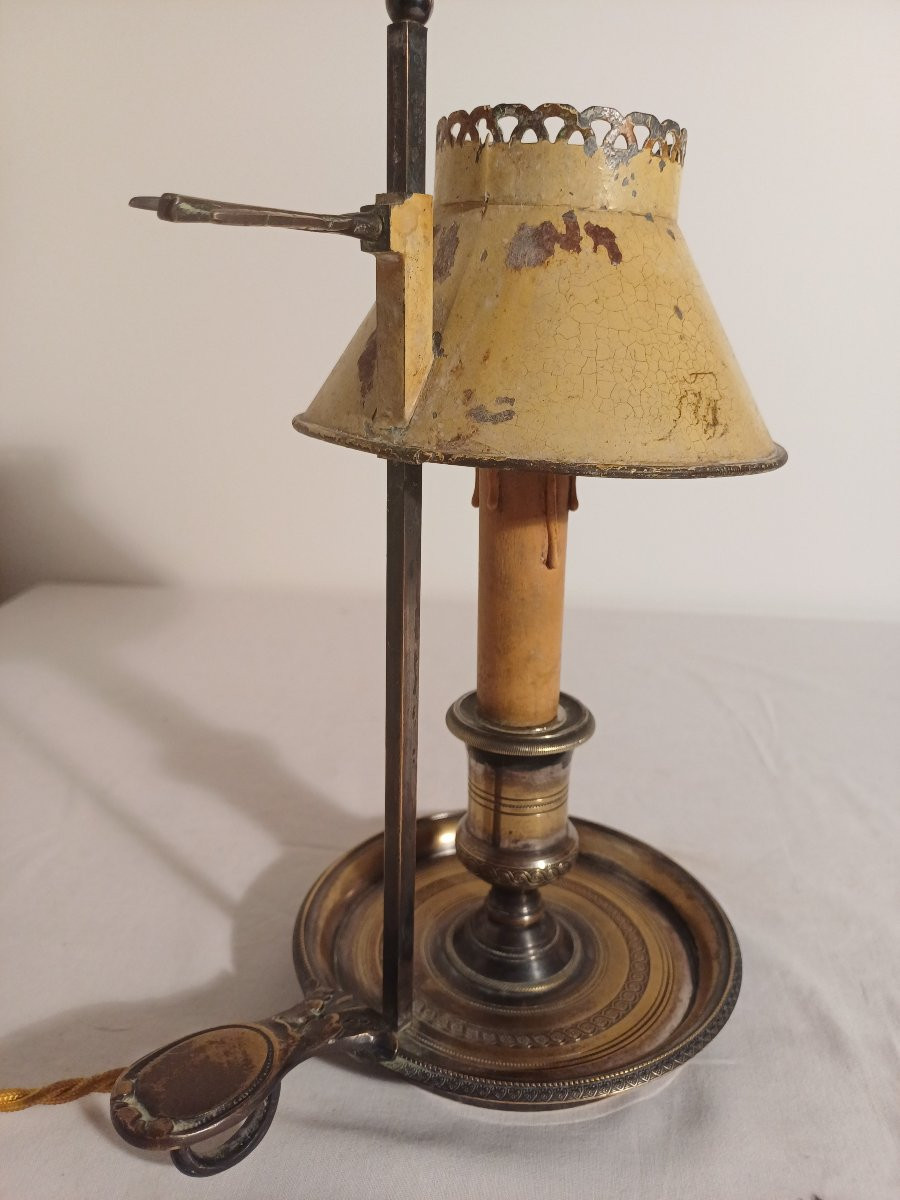 Lampe bouillotte à 1 feu de lumière en bronze argenté -photo-3