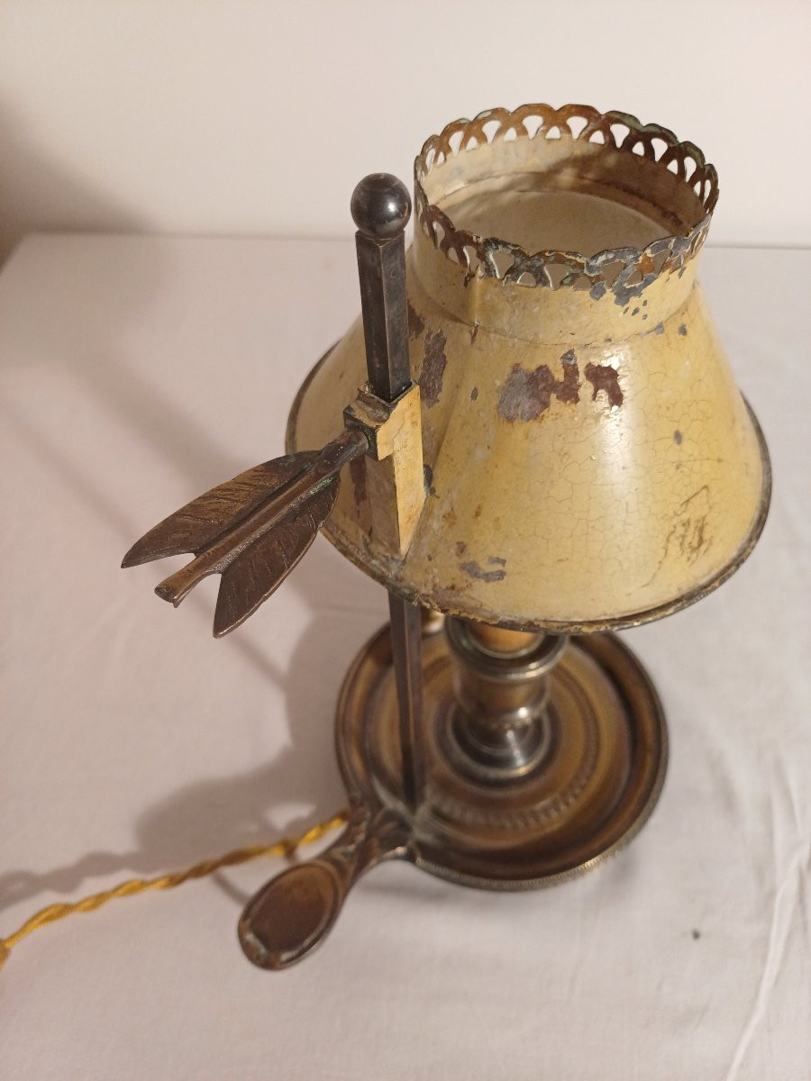 Lampe bouillotte à 1 feu de lumière en bronze argenté -photo-4