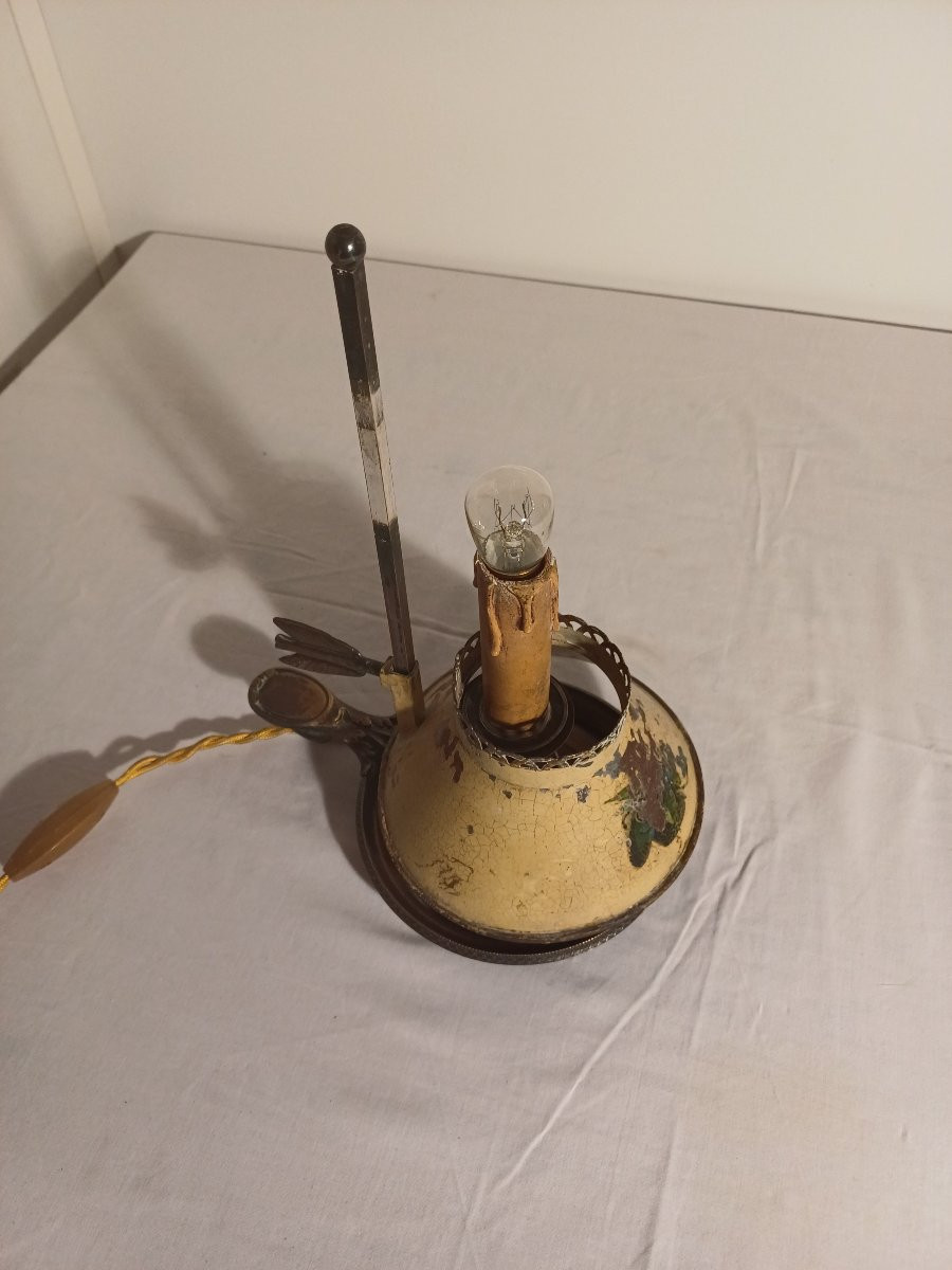 Lampe bouillotte à 1 feu de lumière en bronze argenté -photo-1