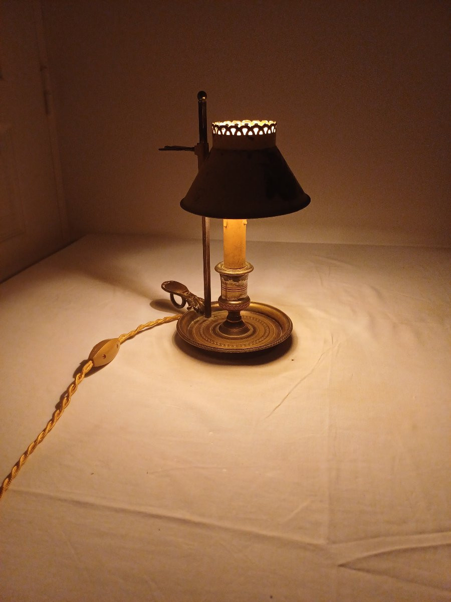 Lampe bouillotte à 1 feu de lumière en bronze argenté -photo-4