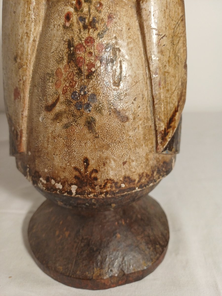 Polychrome Painted Wooden Statue Of The Curé Of Ars 1786-1859-photo-2