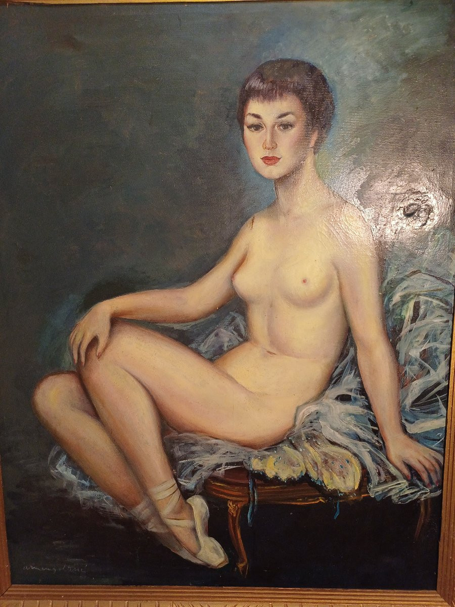Portrait de Ballerine Nue Assise sur son Tutu-photo-2