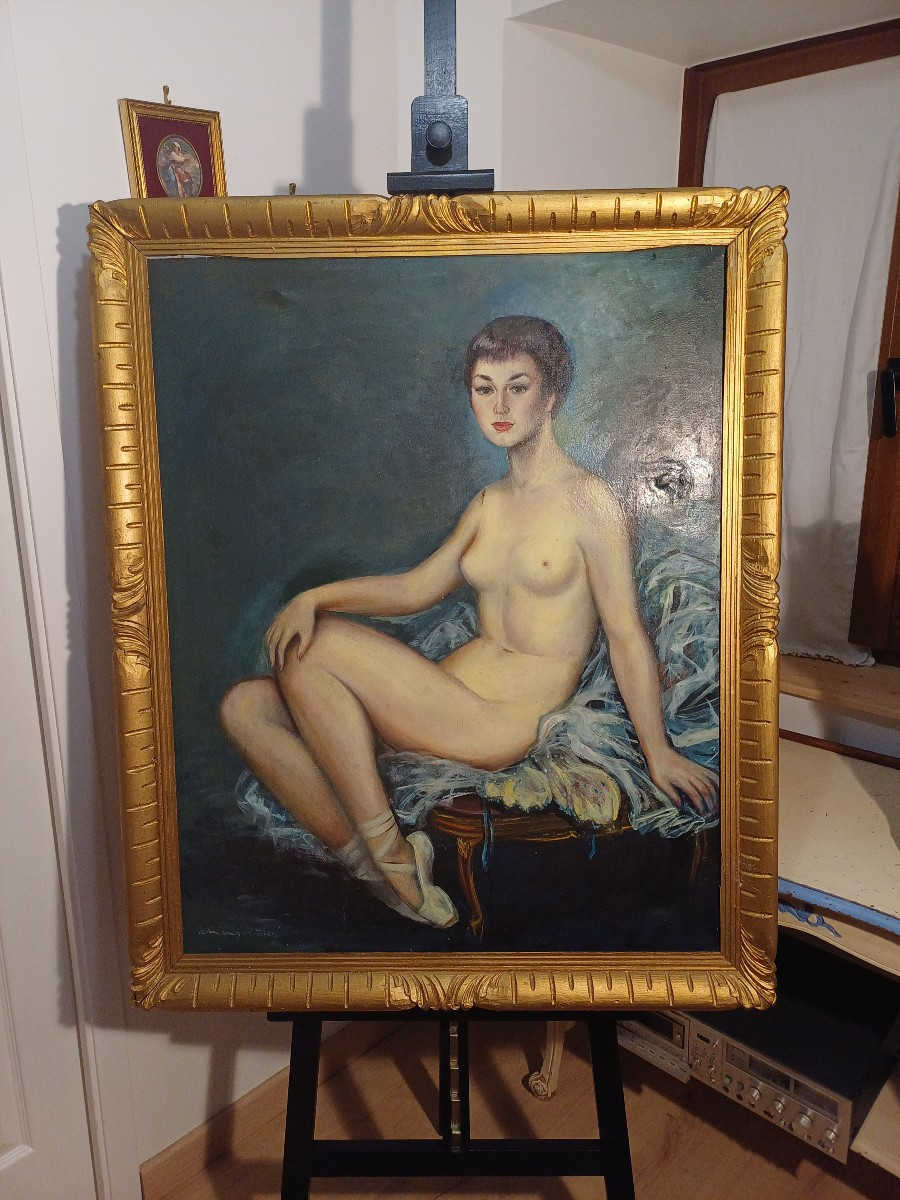 Portrait de Ballerine Nue Assise sur son Tutu