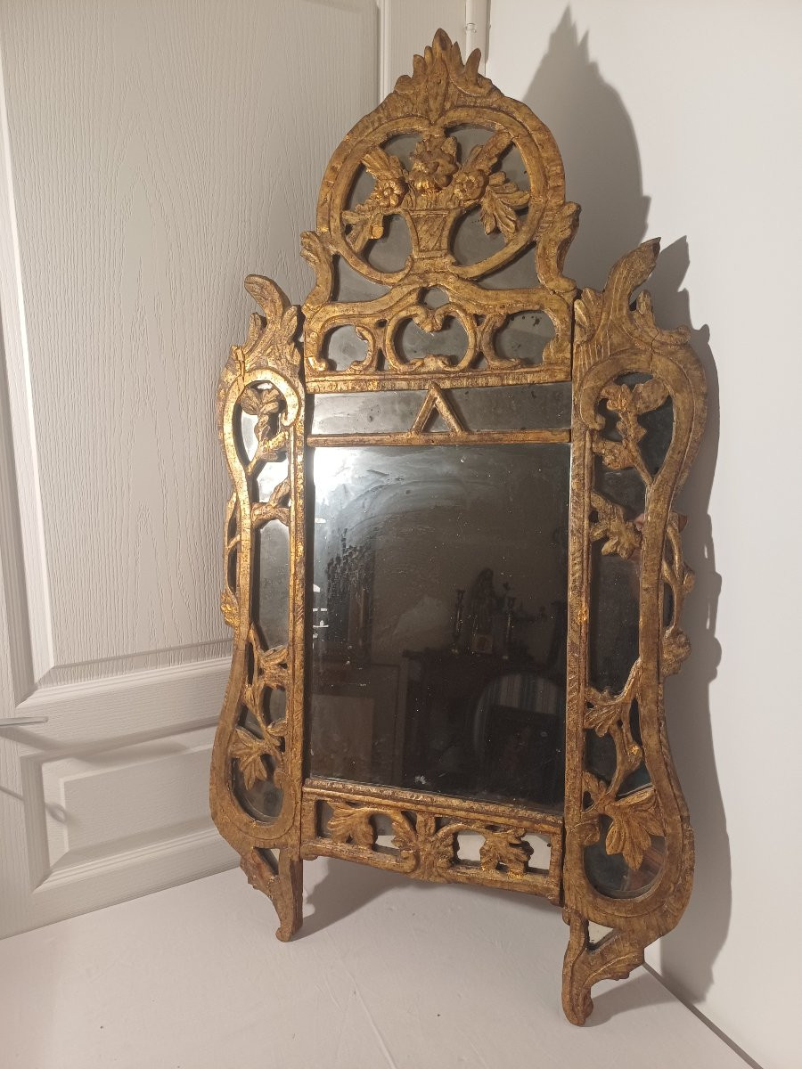 Miroir à Parclose en Bois doré 18ieme -photo-2