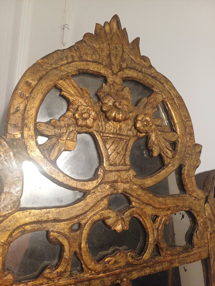 Miroir à Parclose en Bois doré 18ieme -photo-3