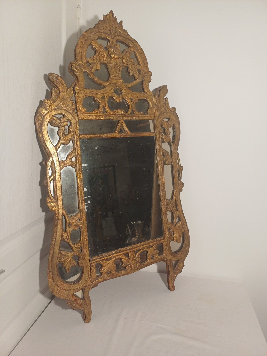 Miroir à Parclose en Bois doré 18ieme 