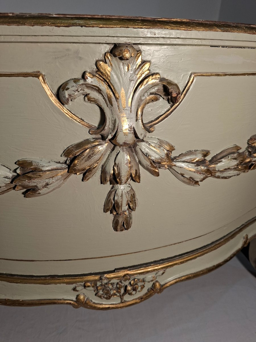  Jardiniere grand format en bois Peint et Dorure de Style Louis XV-photo-4