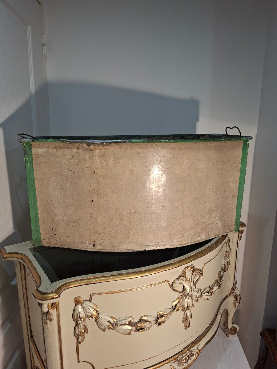  Jardiniere grand format en bois Peint et Dorure de Style Louis XV-photo-3