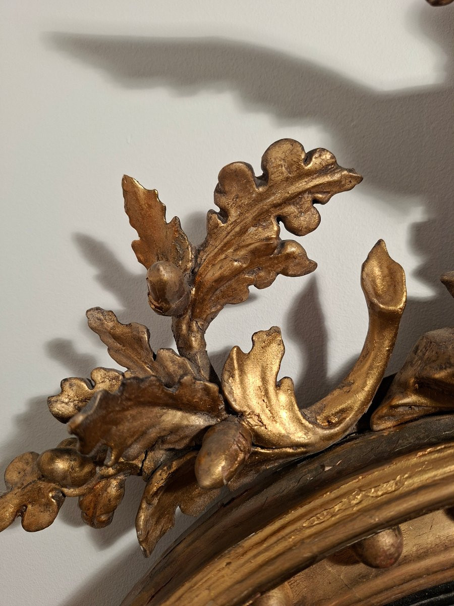 Miroir dit de Sorcière en bois Doré surmonté d'un Aigle-photo-4