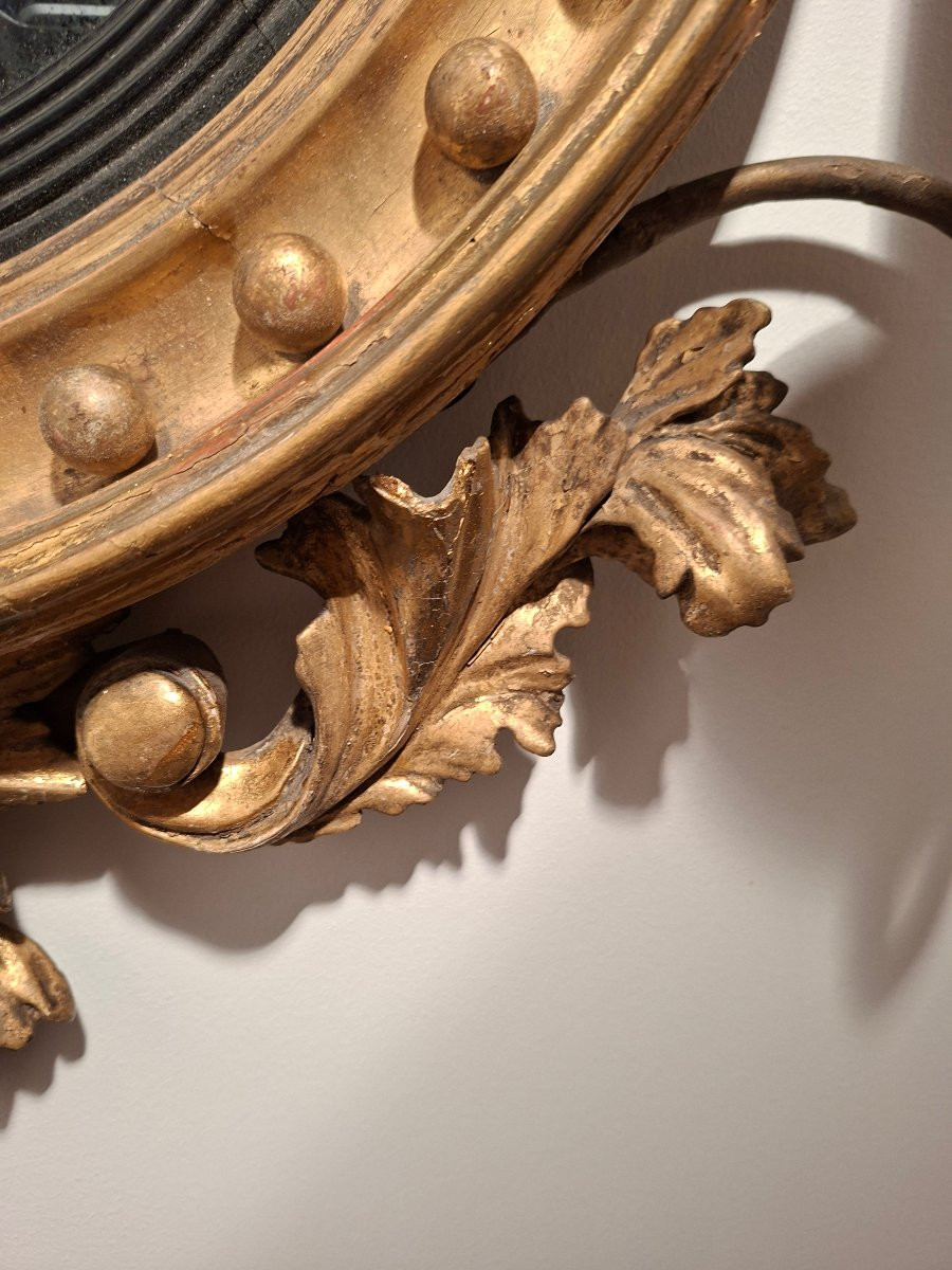 Miroir dit de Sorcière en bois Doré surmonté d'un Aigle-photo-1