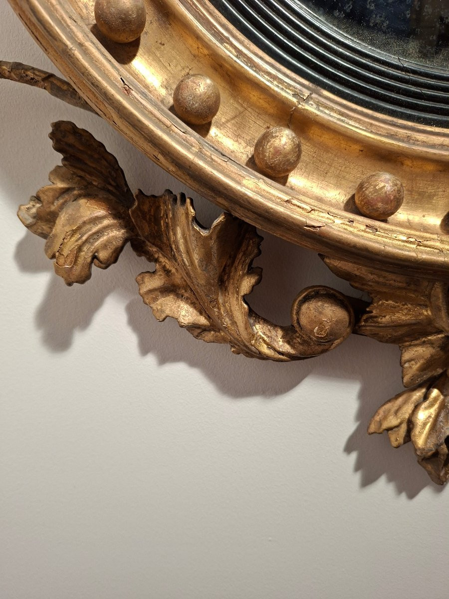 Miroir dit de Sorcière en bois Doré surmonté d'un Aigle-photo-2