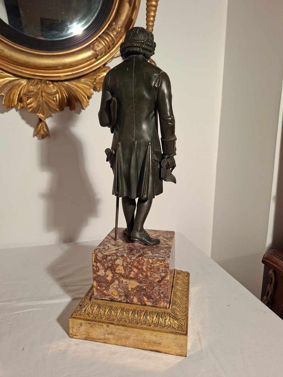 Voltaire et Rousseau en Pied , Bronzes à Patines  Brune époque 18ieme  Louis XVI-photo-4