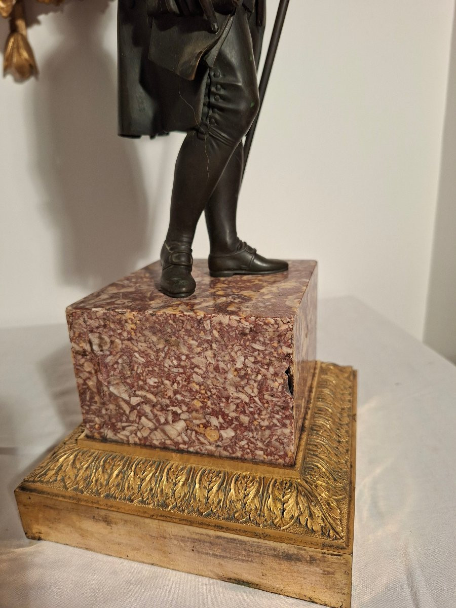 Voltaire et Rousseau en Pied , Bronzes à Patines  Brune époque 18ieme  Louis XVI-photo-5