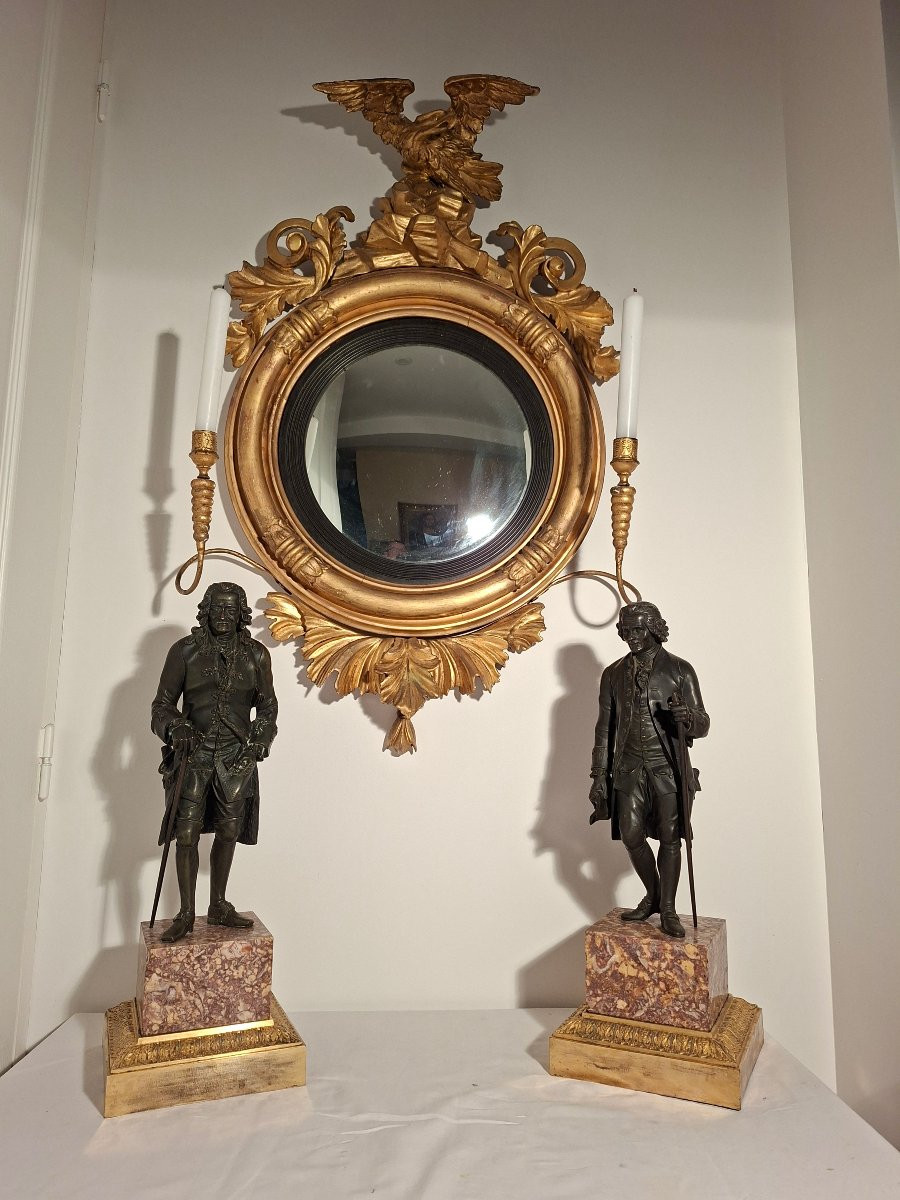 Voltaire et Rousseau en Pied , Bronzes à Patines  Brune époque 18ieme  Louis XVI-photo-6