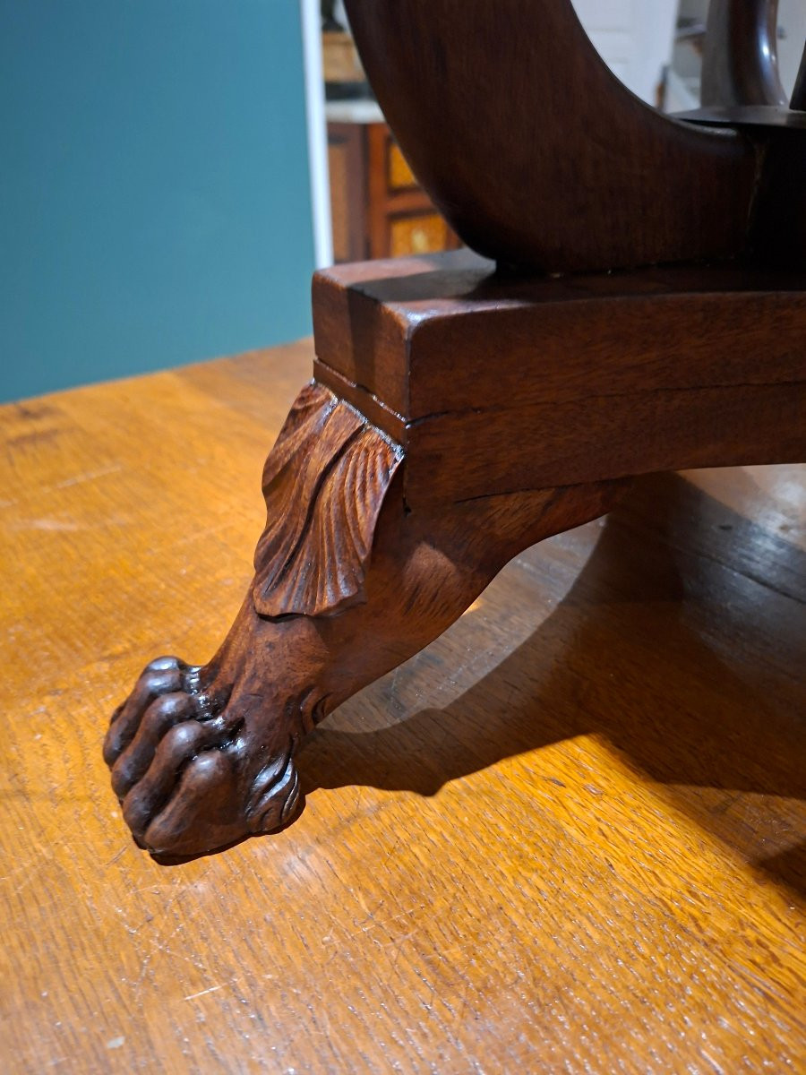 Guéridon tripode aux Cygnes en acajou  dessous marbre-photo-3