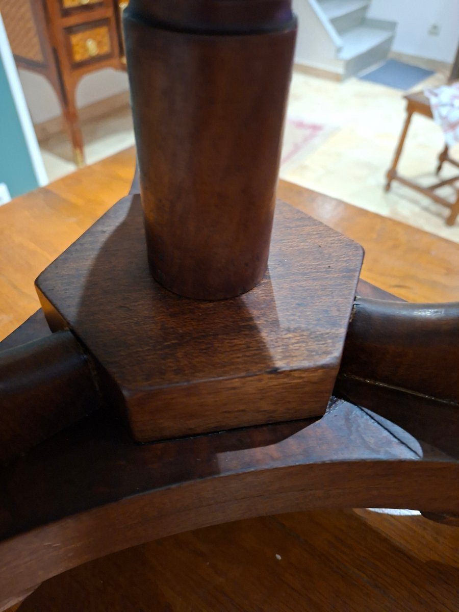 Guéridon tripode aux Cygnes en acajou  dessous marbre-photo-4