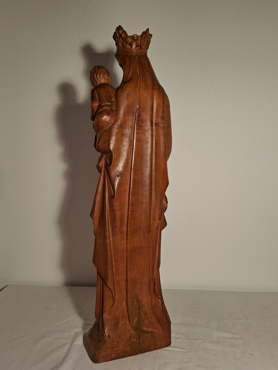 Vierge à L'Enfant Couronnée en bois d'Olivier -photo-3