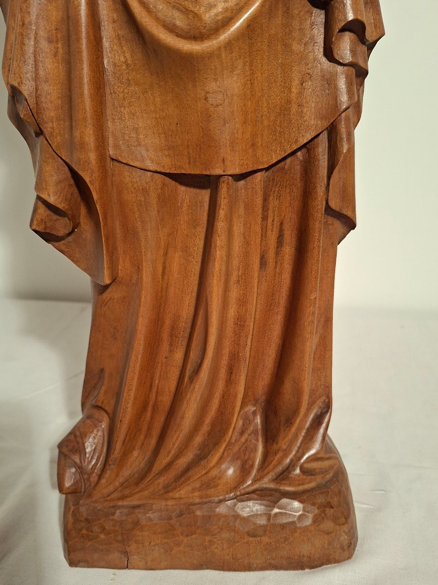 Vierge à L'Enfant Couronnée en bois d'Olivier -photo-3