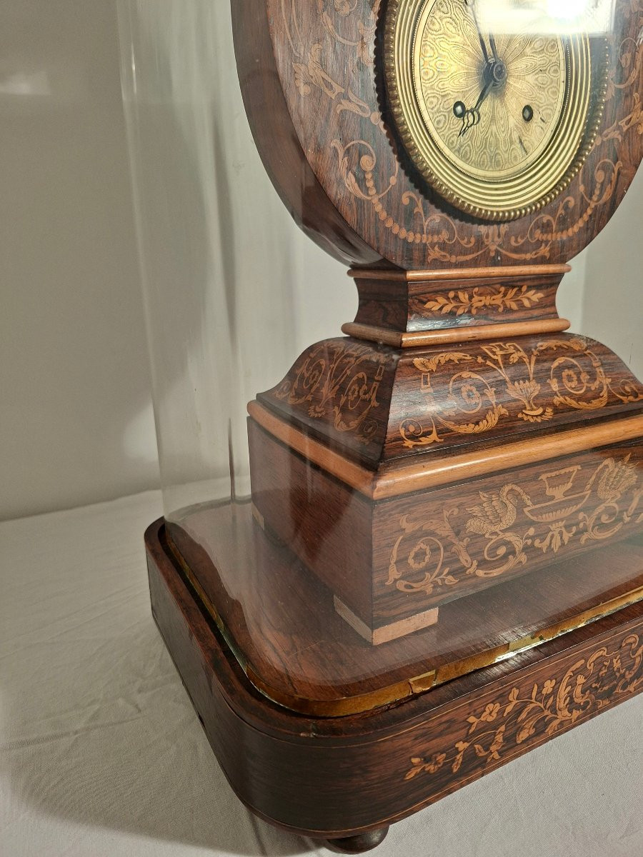Pendule Lyre en Placage de Pallisandre et filets de Bois Clair-photo-3