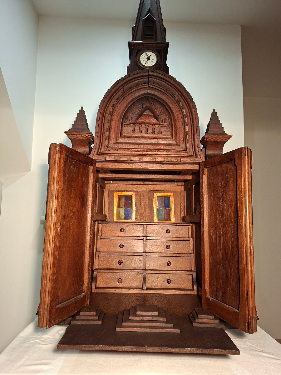 Chapelle en Chêne ouvrant sur un Cabinet à Gradins-photo-4