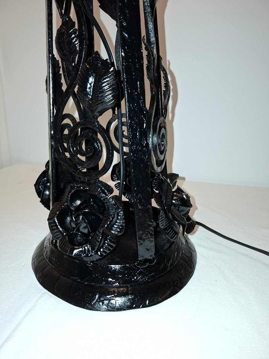 Grande Lampe Art Deco en Métal Forgé -photo-2