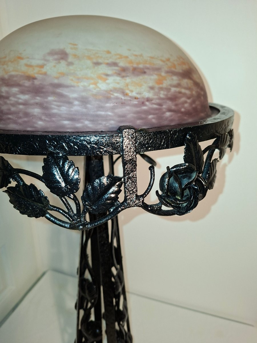 Grande Lampe Art Deco en Métal Forgé -photo-4