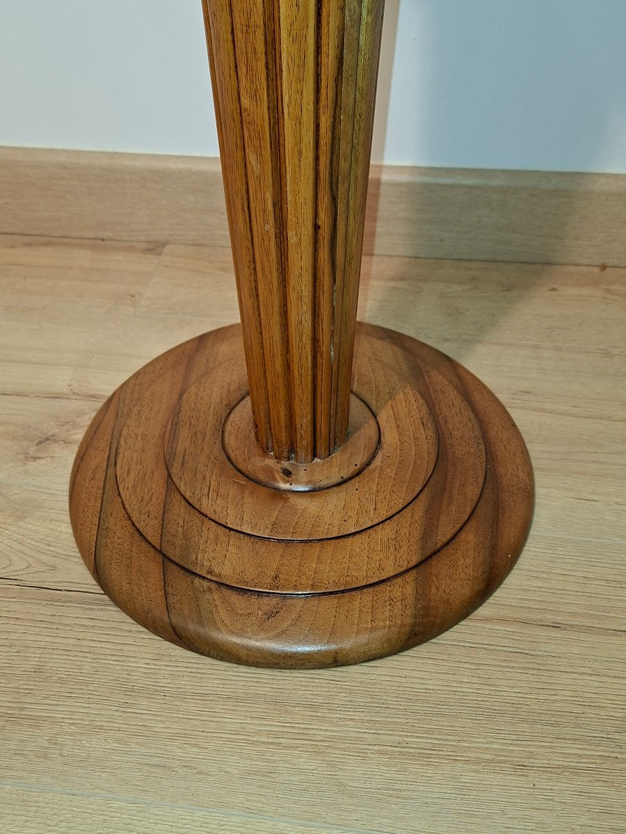 Art Deco Varnished Natural Wood Side Table/pedestal Table-photo-3
