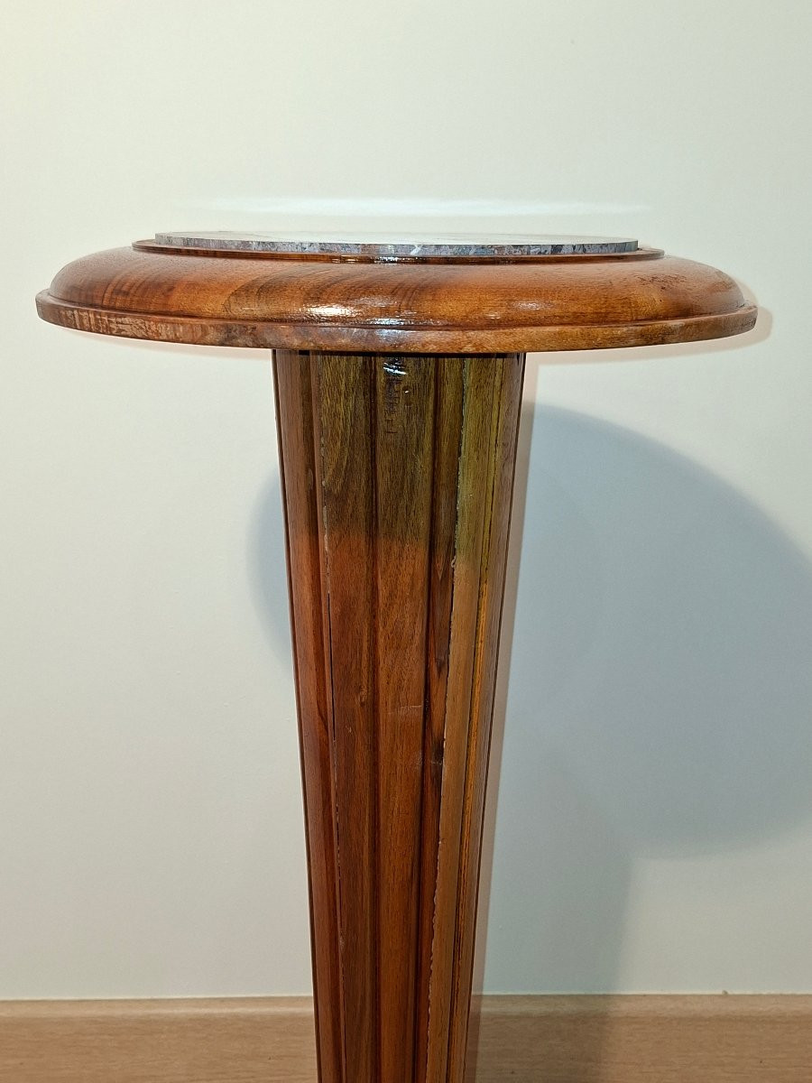 Art Deco Varnished Natural Wood Side Table/pedestal Table-photo-1
