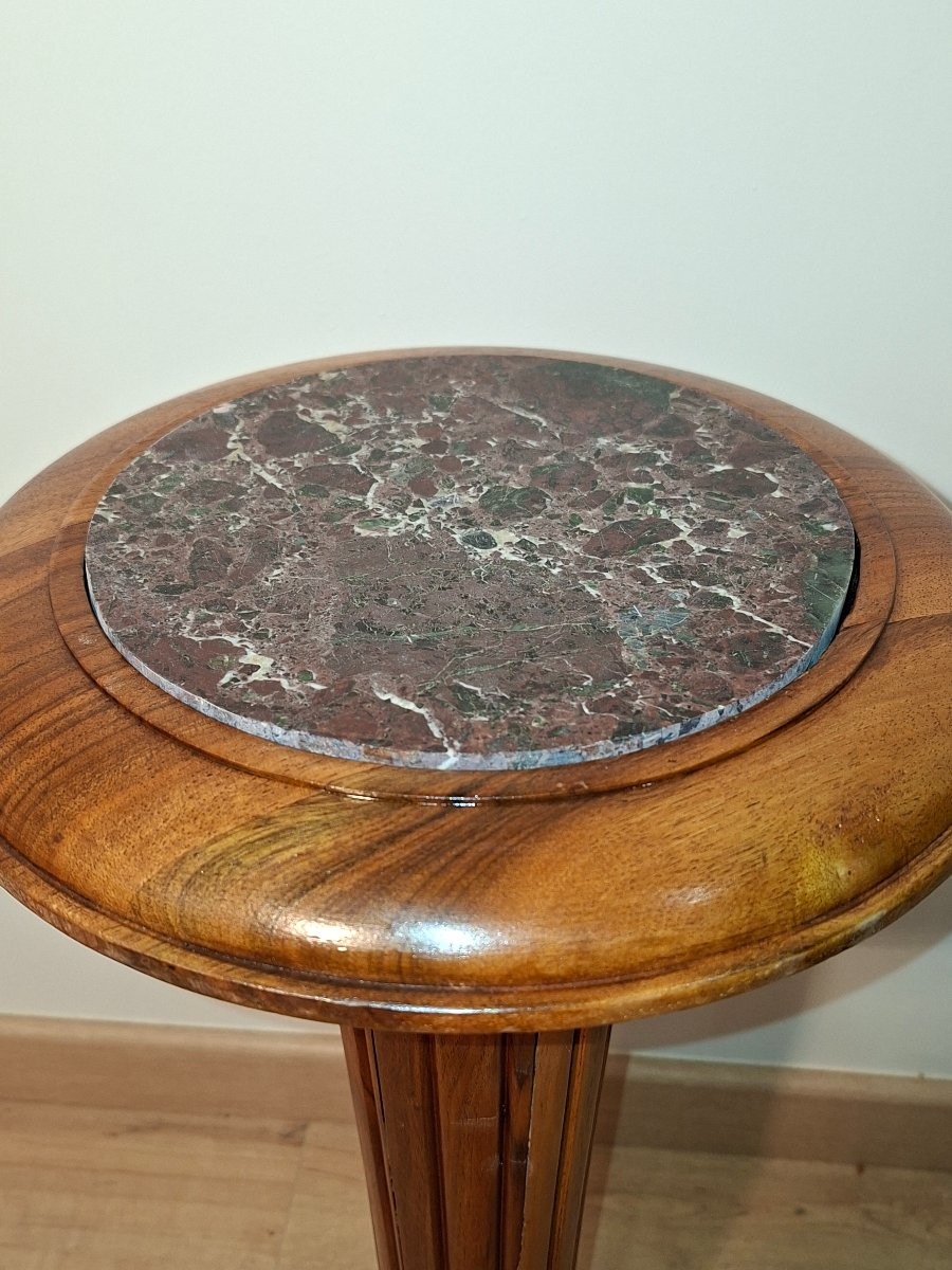 Art Deco Varnished Natural Wood Side Table/pedestal Table-photo-2