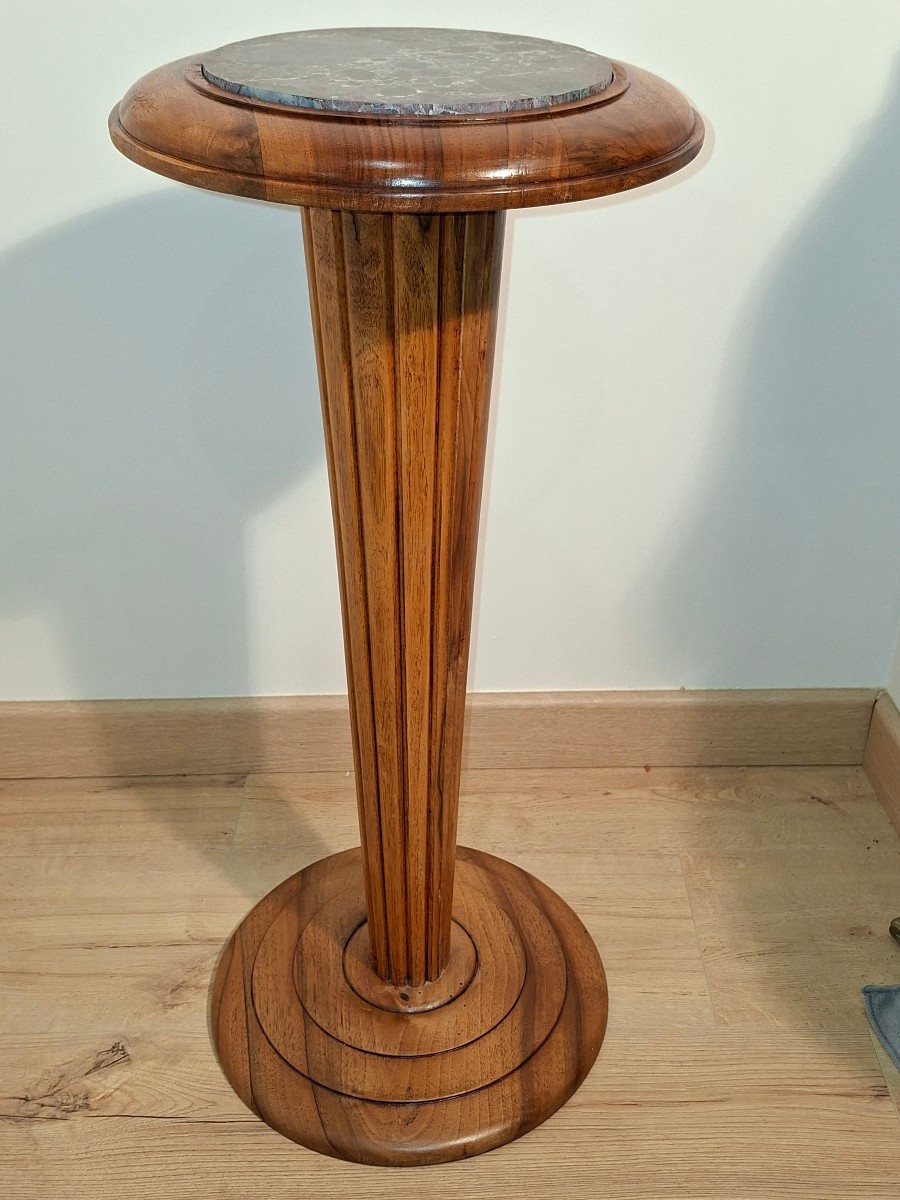 Art Deco Varnished Natural Wood Side Table/pedestal Table