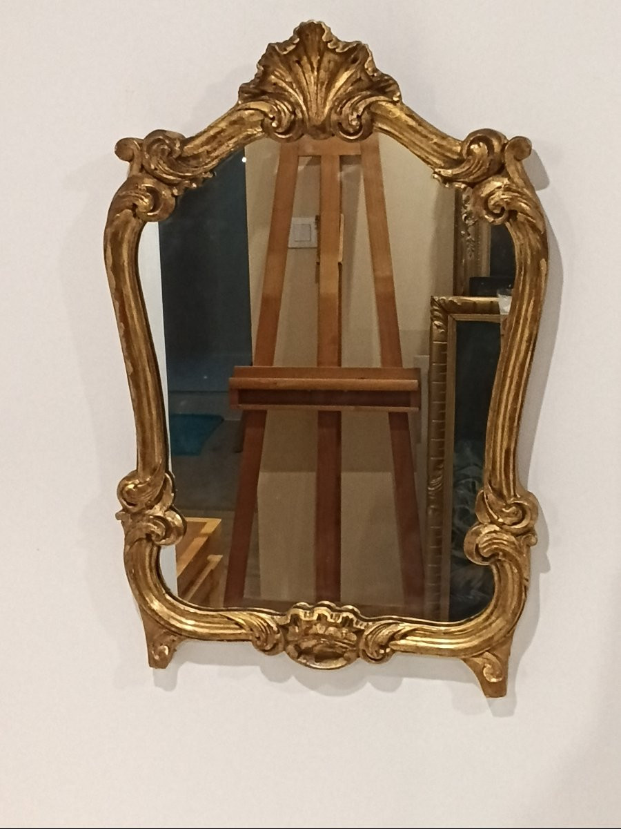 Miroir de Style Louis XV en bois doré -photo-5