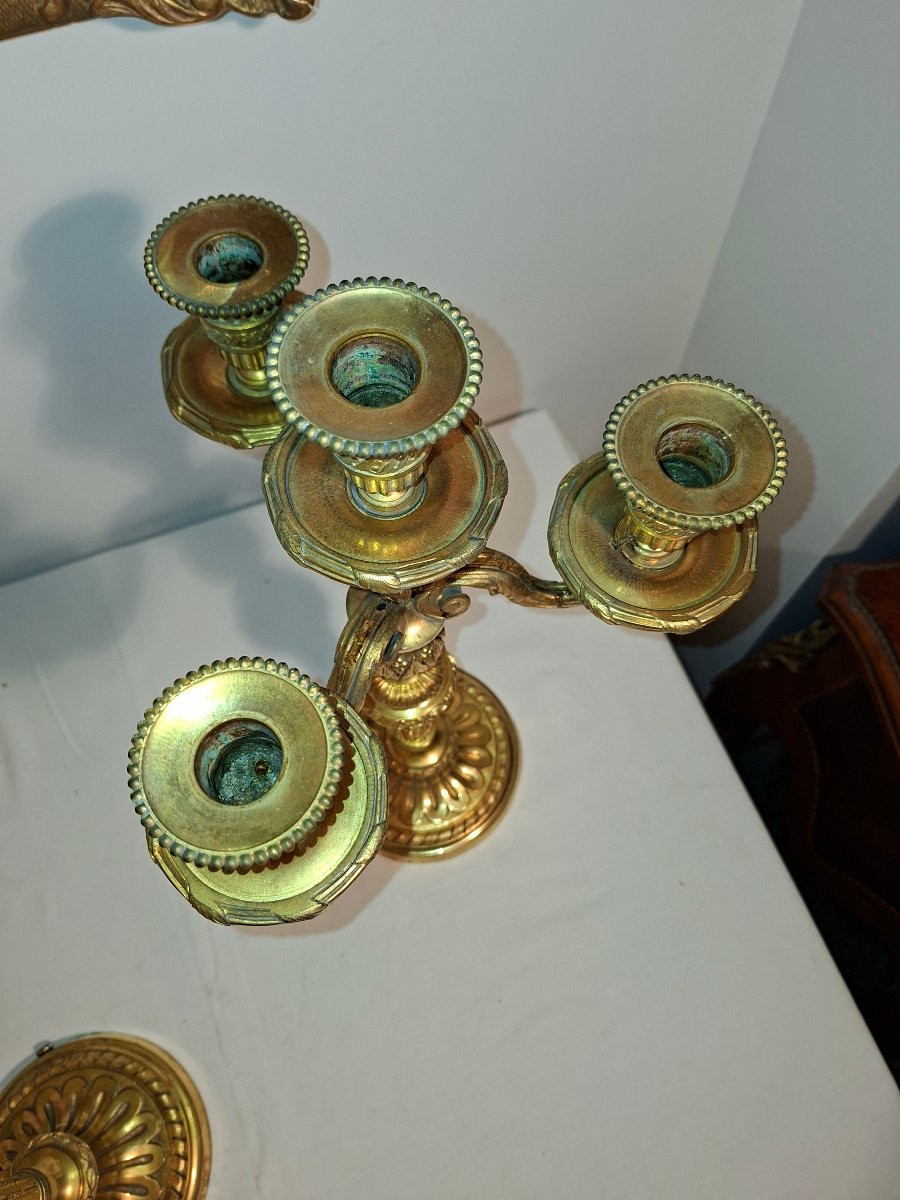 Candélabres à 4 lumieres en Bronze de style Louis XVI-photo-1