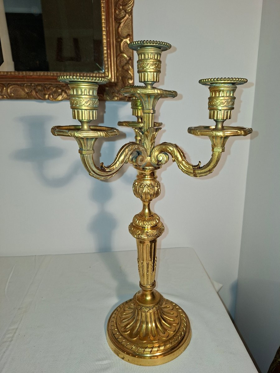 Candélabres à 4 lumieres en Bronze de style Louis XVI-photo-2
