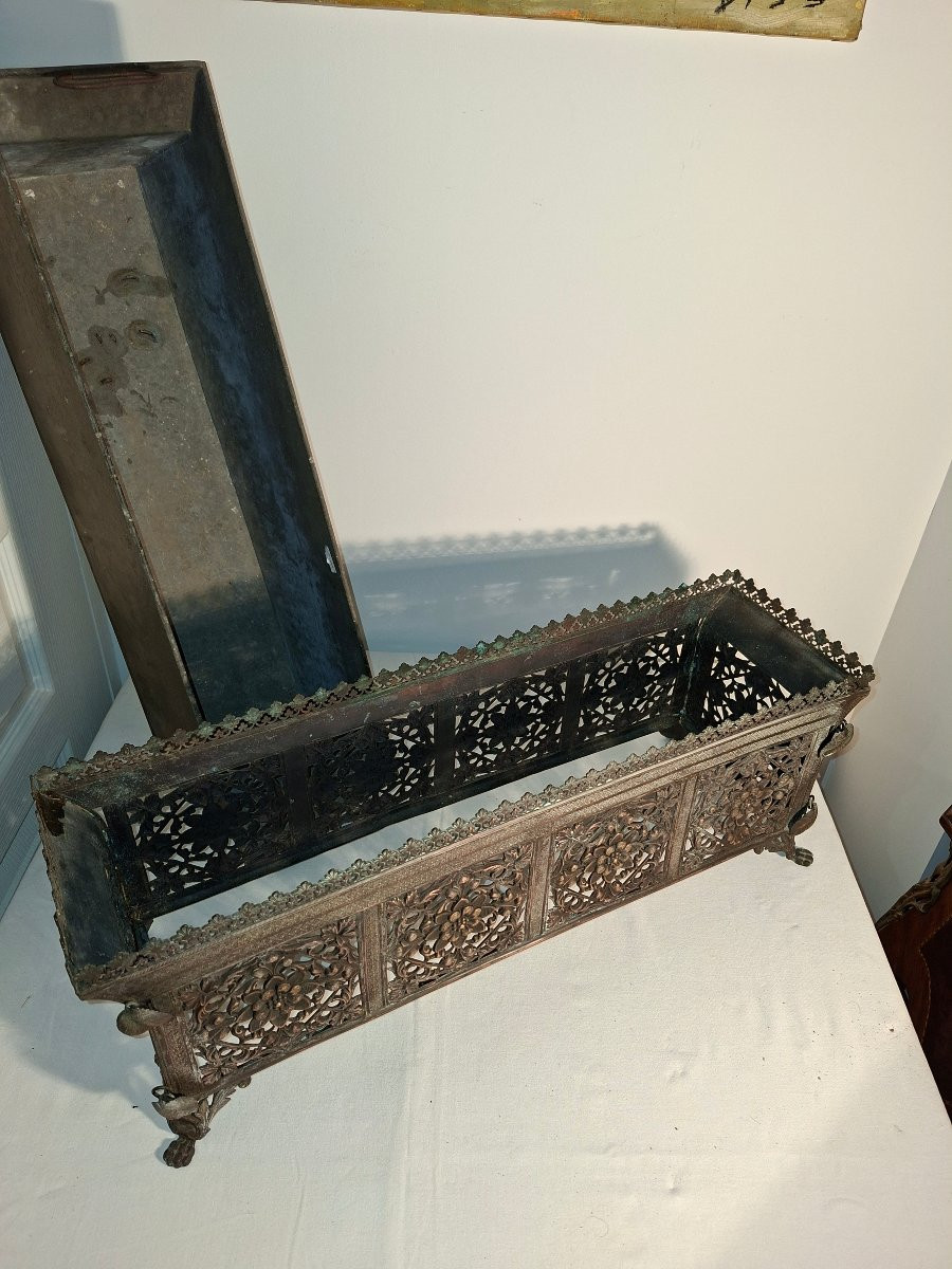 Napoleon III Style Copper Planter With Patinated Repoussé Finish, Louis XVI Style -photo-5