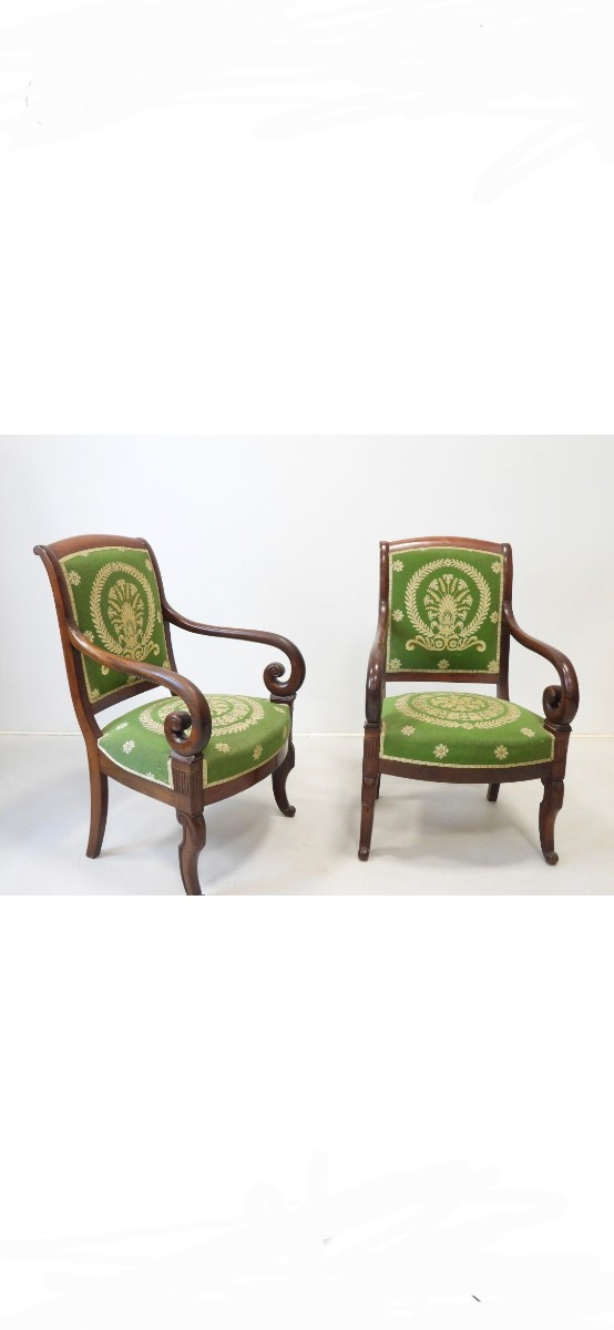Pair Of Restoration Period Armchairs In The Napoleon III Style 