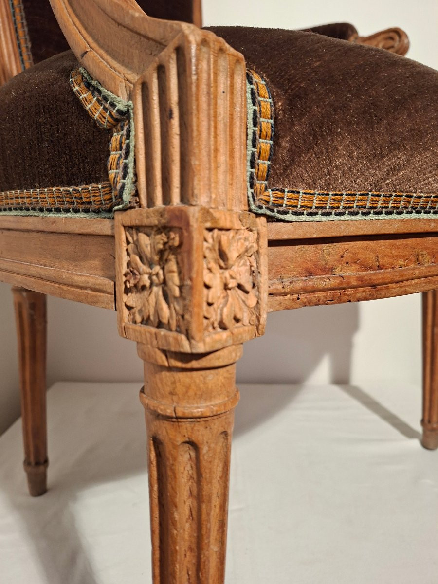 Louis XVI Period Armchair Stamped "mutel"-photo-5