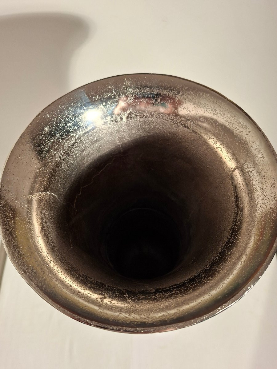 Vase Medicis sur Piedouche en Aluminium Brossé -photo-1