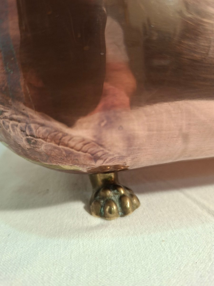 Rose Copper Planter With Decorated Porcelain Handles -photo-1