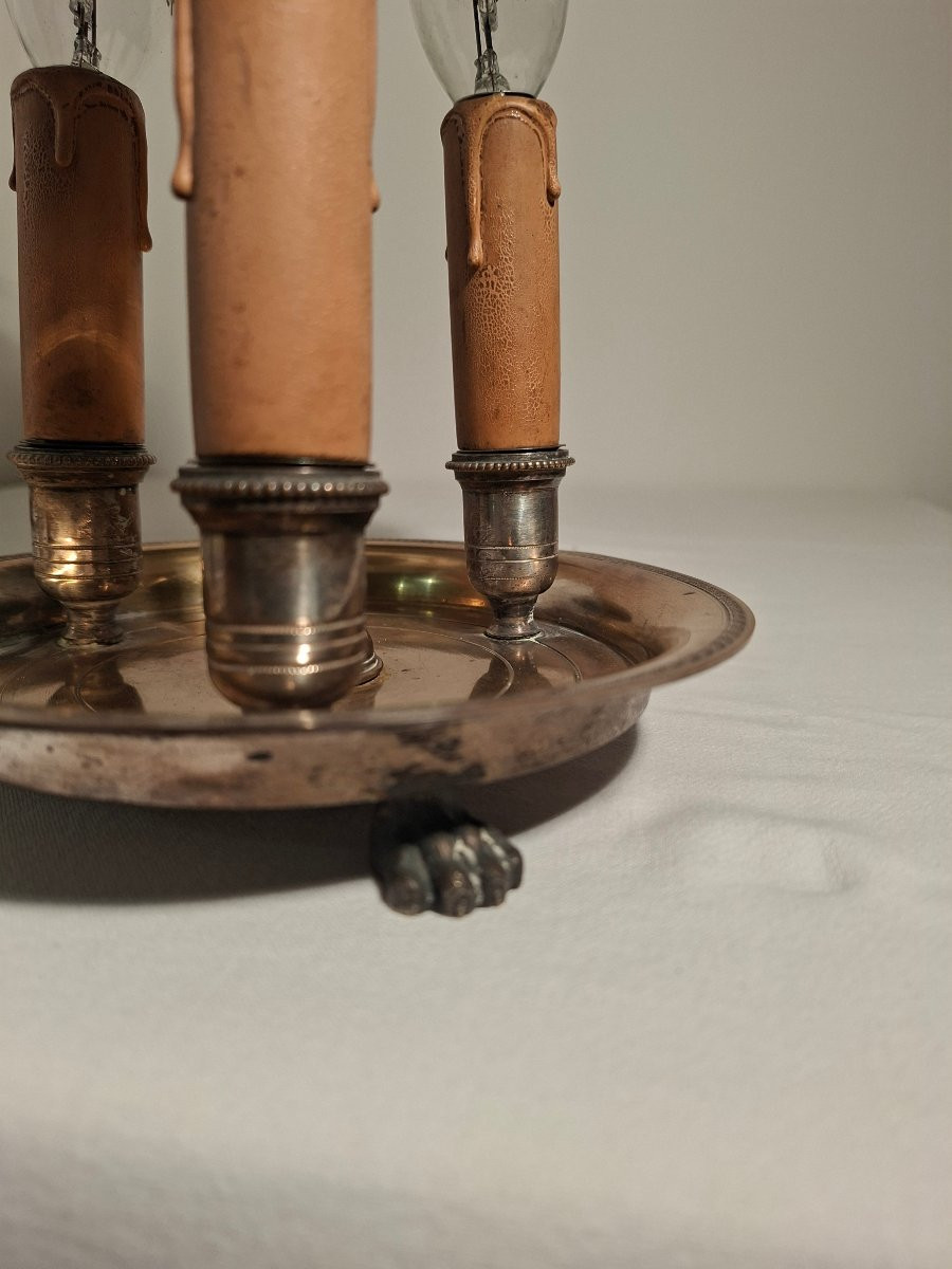 Lampe Bouillotte à 3 lumières en Bronze Argenté -photo-3