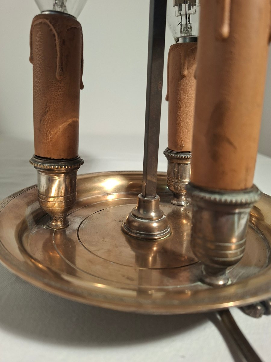 Lampe Bouillotte à 3 lumières en Bronze Argenté -photo-1