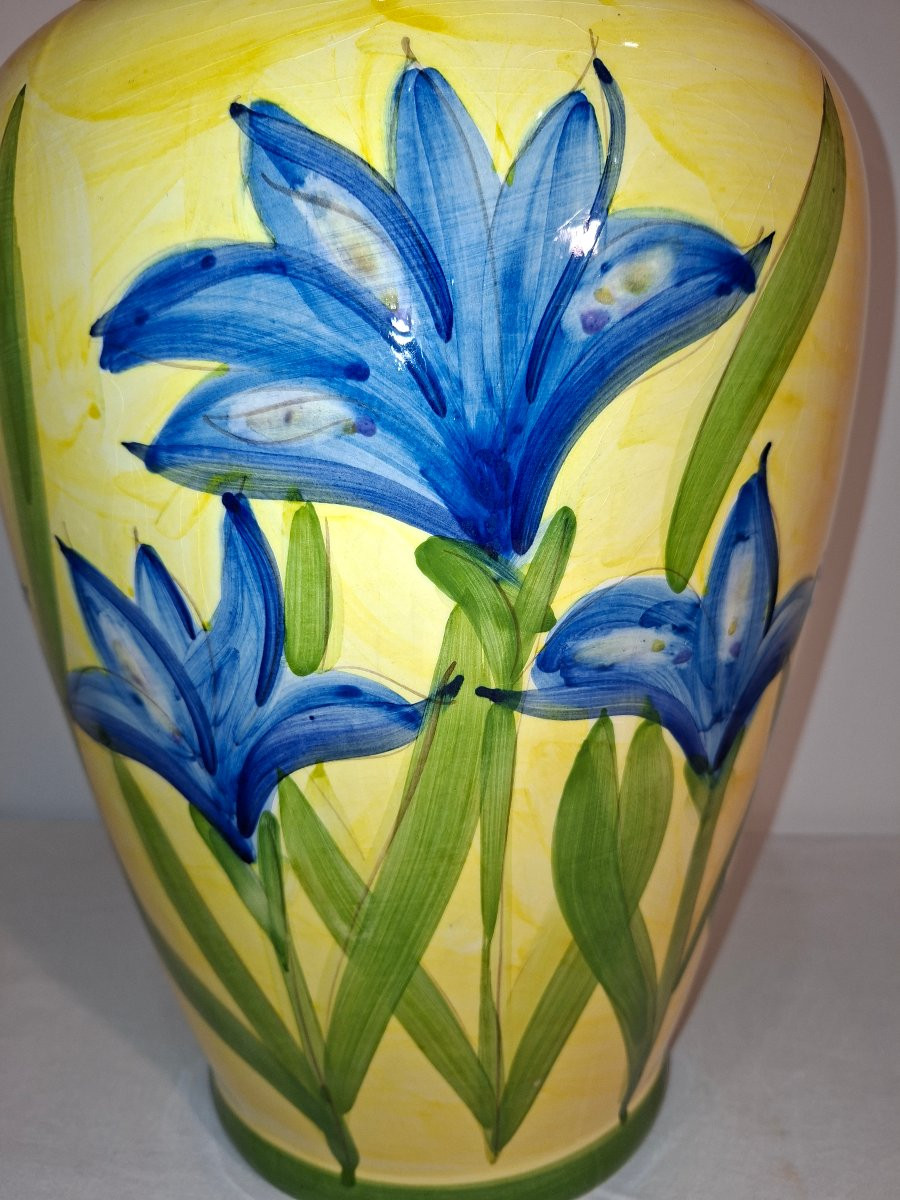 Grand Vase Provençal au Décors de Lys Beu-photo-3