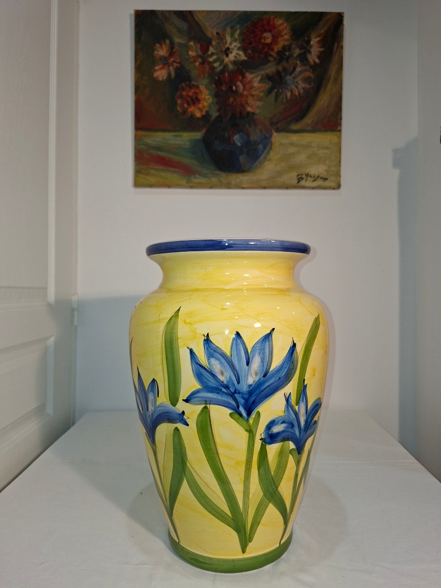 Grand Vase Provençal au Décors de Lys Beu