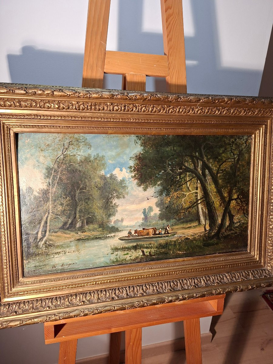 Tableaux , Paire d' Huiles sur Bois  , le Hameau et la Traversée du Marécage -photo-2