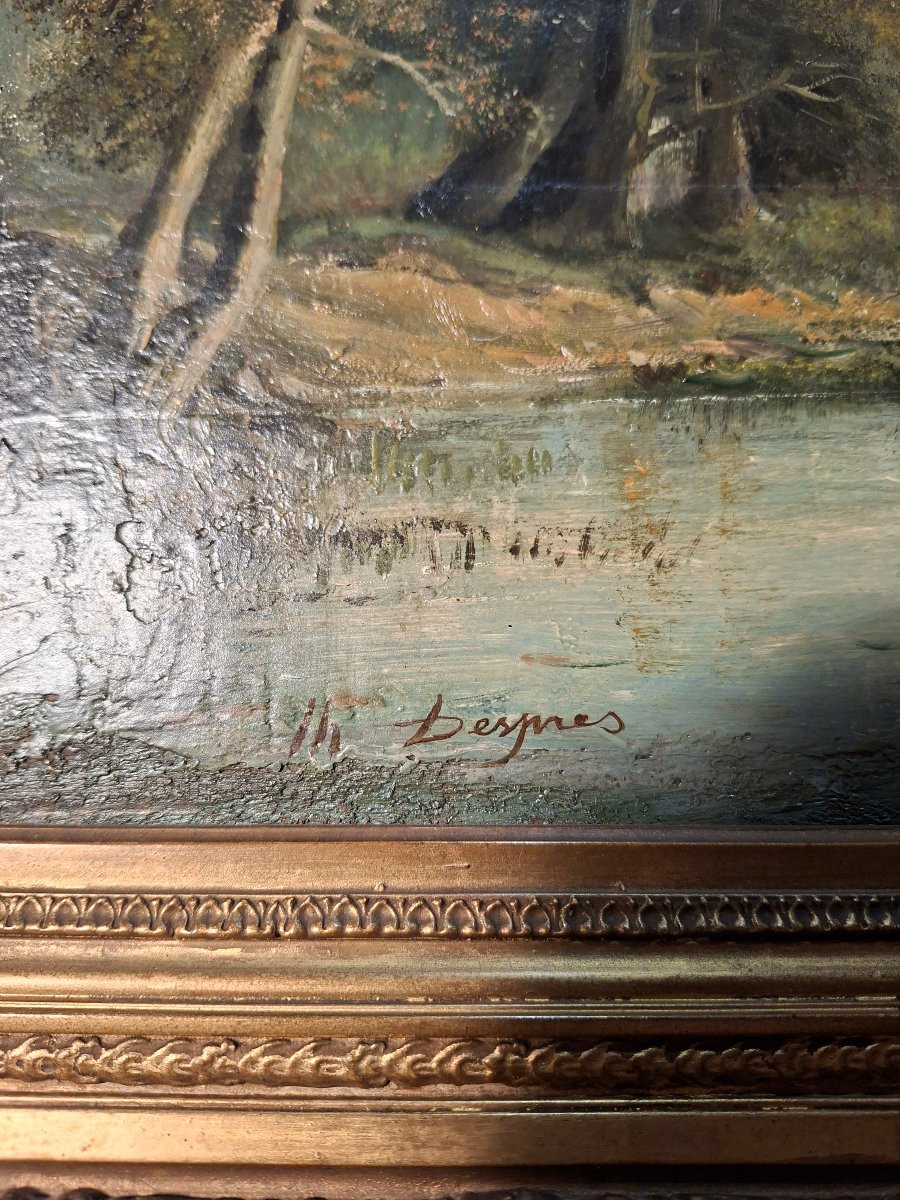 Tableaux , Paire d' Huiles sur Bois  , le Hameau et la Traversée du Marécage -photo-2