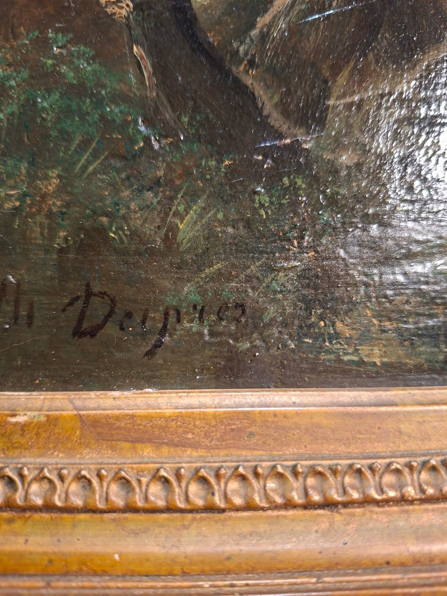 Tableaux , Paire d' Huiles sur Bois  , le Hameau et la Traversée du Marécage -photo-8