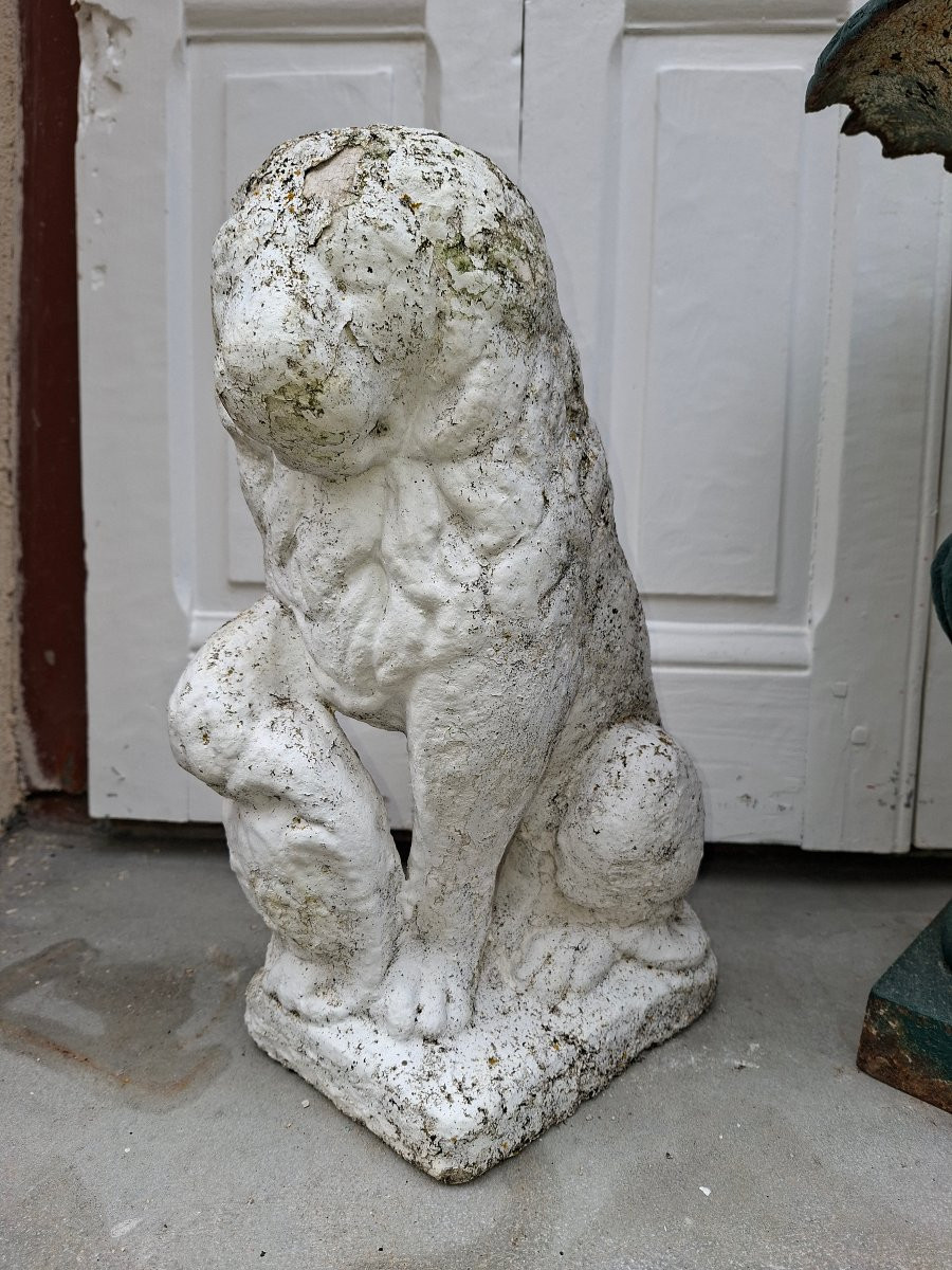 Paire de Lions En Pierre Reconstituée -photo-4