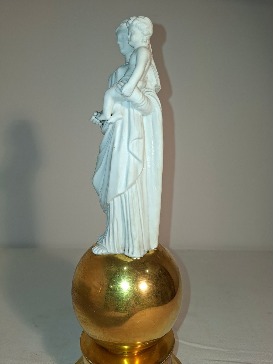 Virgin And Child In Biscuit Porcelain From Paris-photo-3