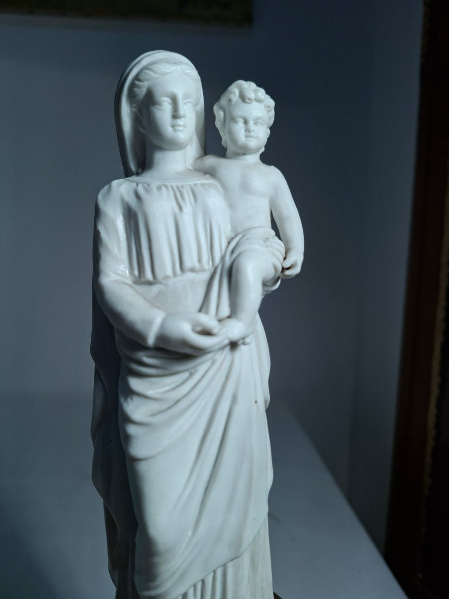 Virgin And Child In Biscuit Porcelain From Paris-photo-4